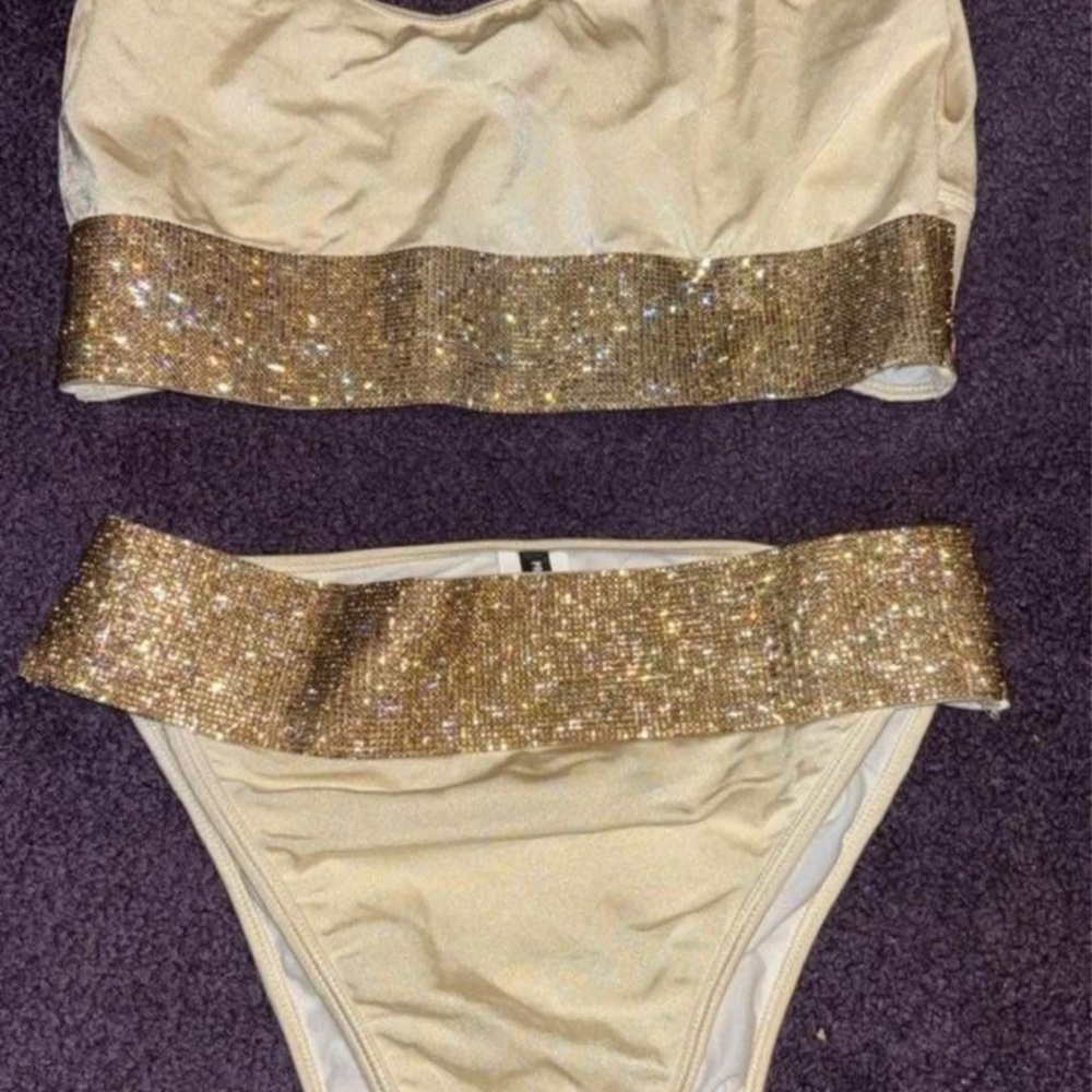 Gold Sequin Bikini Set